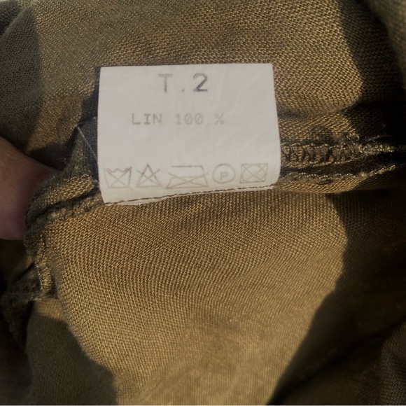 Bye women’s size S linen button front belted waist sleeveless army dress - Picture 10 of 12